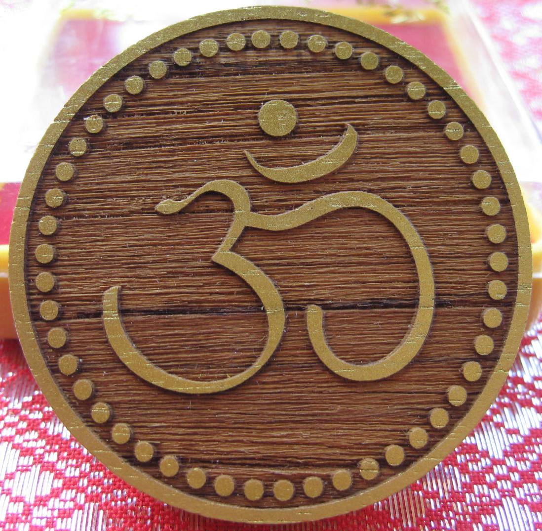 Wood Carved Ohm Symbol/Ganesha on the back