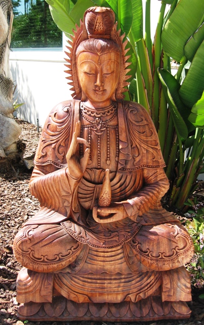 Hand Carved Life Size Guan Yin from Bali