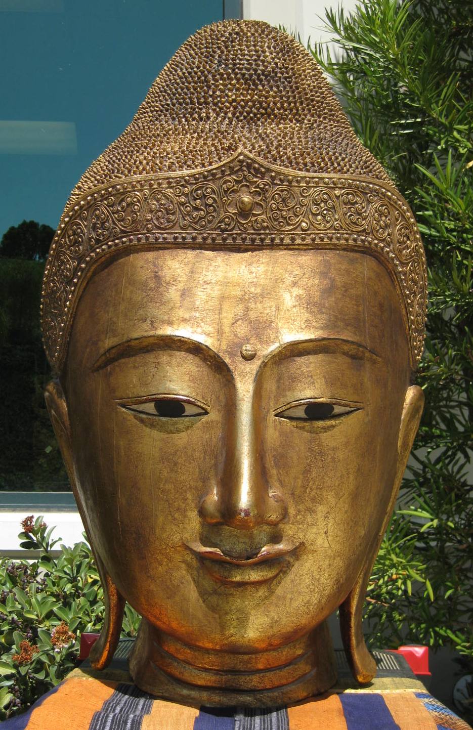 Larger than Life Size Half Buddha Head Gold LeafBuddha Head on Stand
