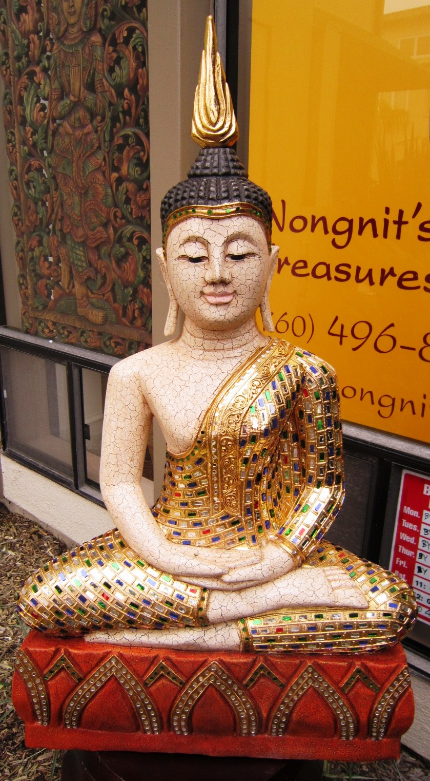 Samadhi Sakyamuni Buddha in Multi Colored Glass finish