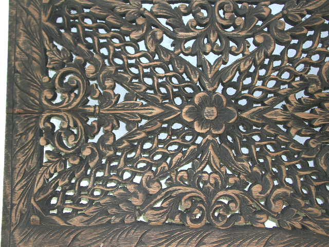 15" x 36" Floral Teak Wood Panel