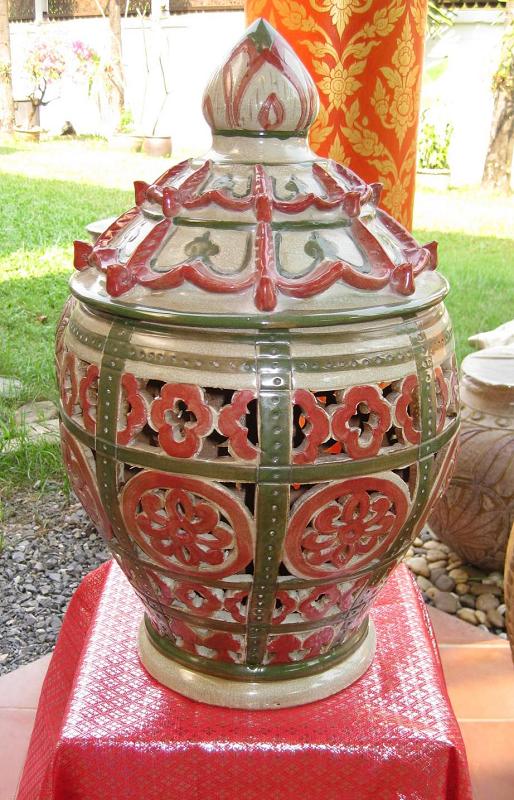 Hand Carved Celadon Outdoor Lantern